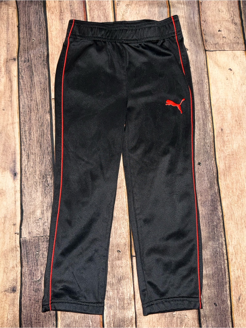Puma Black Kids Joggers with Red Piping-4T